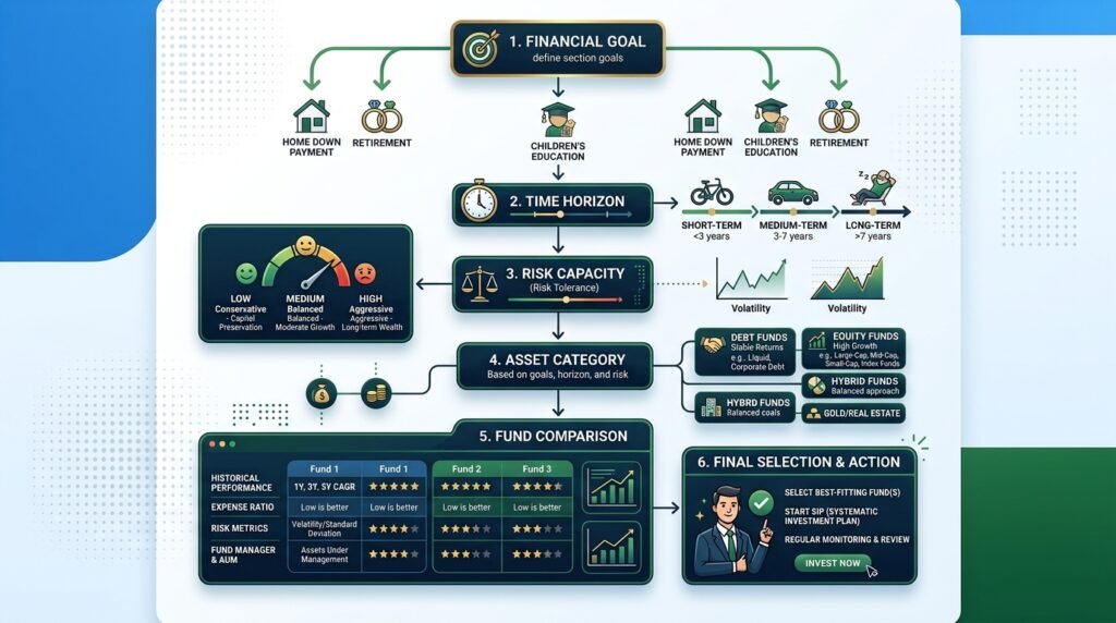 Mutual fund selection process from financial goal to final scheme
