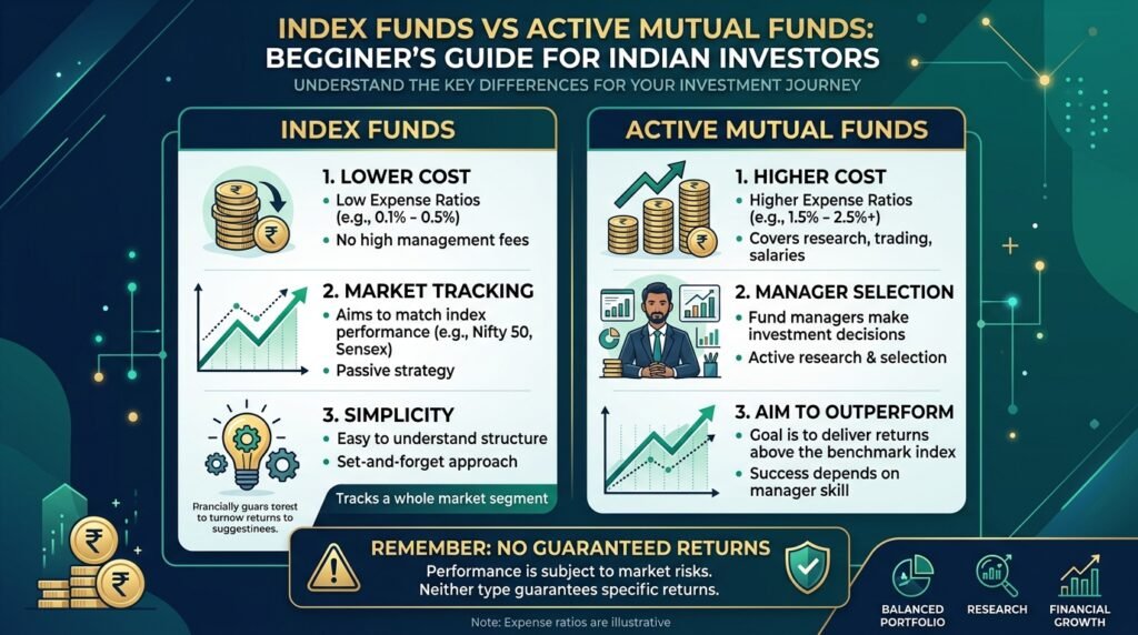 Index fund and active mutual fund comparison