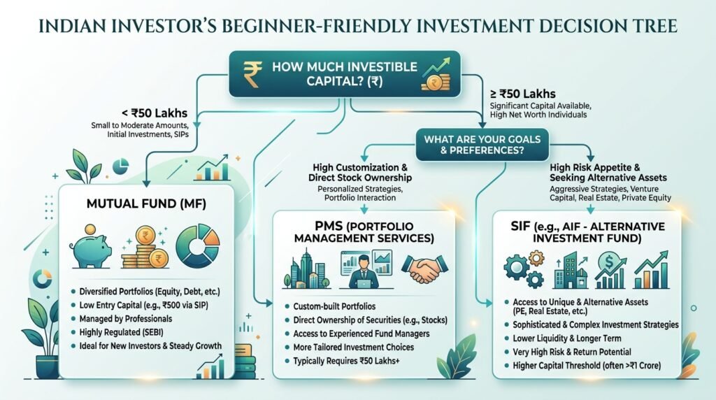 Decision tree for choosing Mutual Fund SIF or PMS