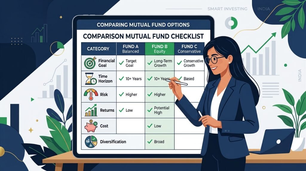 Beginner using a checklist to choose a mutual fund in India