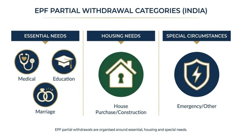 EPF partial withdrawal categories 2026