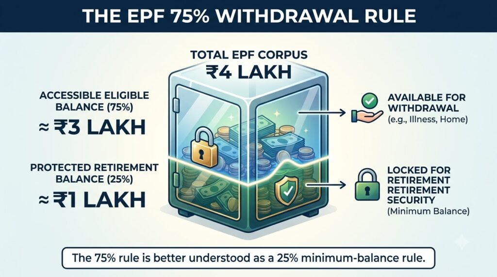 Example of EPF 75% withdrawal and 25% protected balance