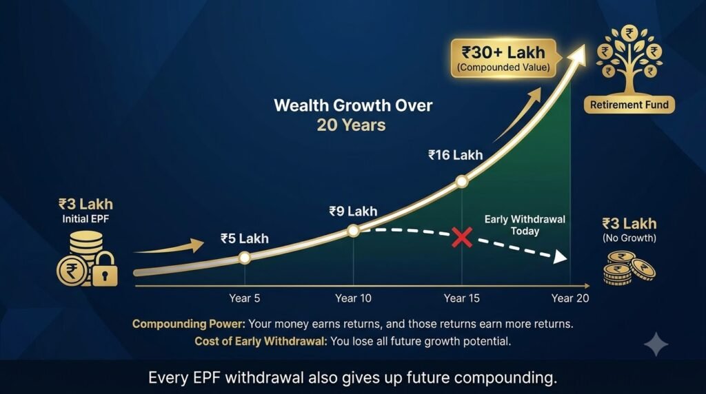 Cost of withdrawing EPF early versus long-term compounding