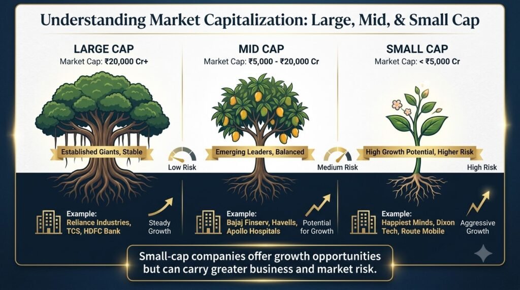 Large cap vs mid cap vs small cap explained